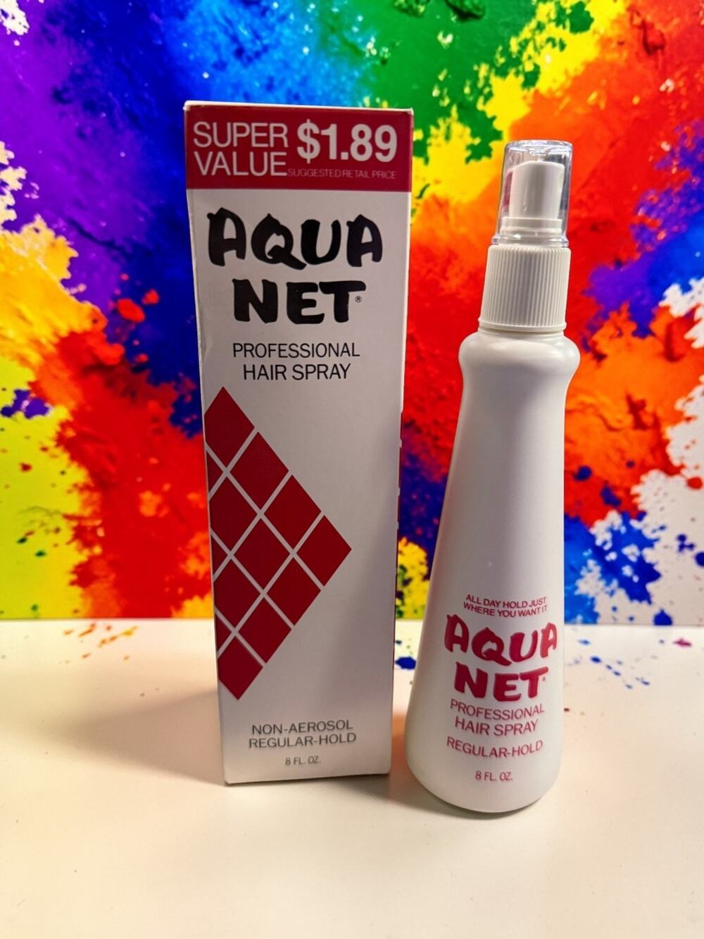 Vintage Aqua Net Professional Hair Spray Non Aerosol Regular Hold 8oz NOS Box